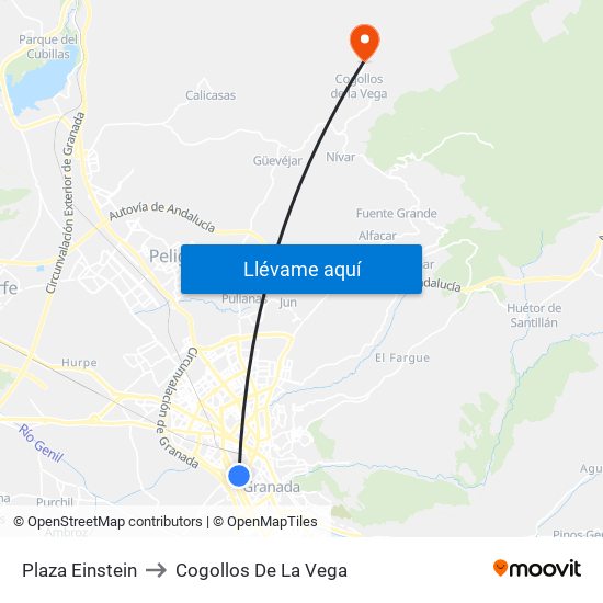 Plaza Einstein to Cogollos De La Vega map
