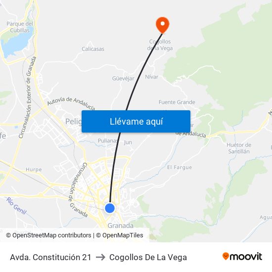 Avda. Constitución 21 to Cogollos De La Vega map