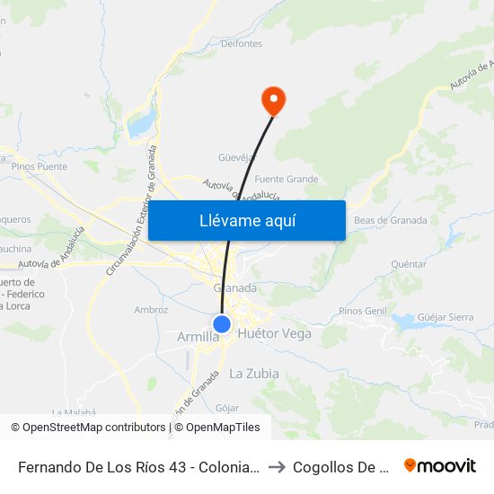 Fernando De Los Ríos 43 - Colonia San Sebastián to Cogollos De La Vega map