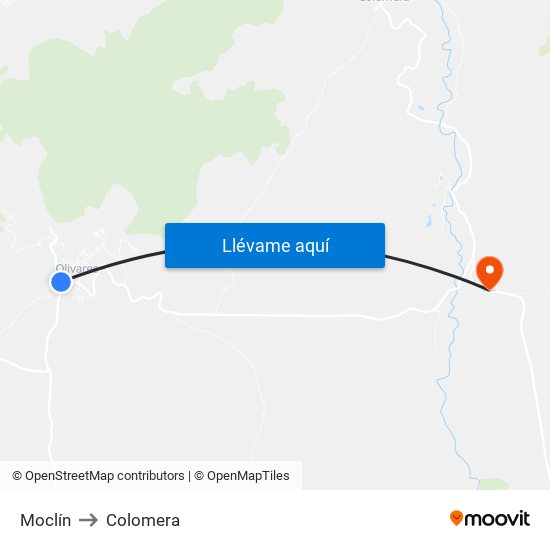 Moclín to Colomera map