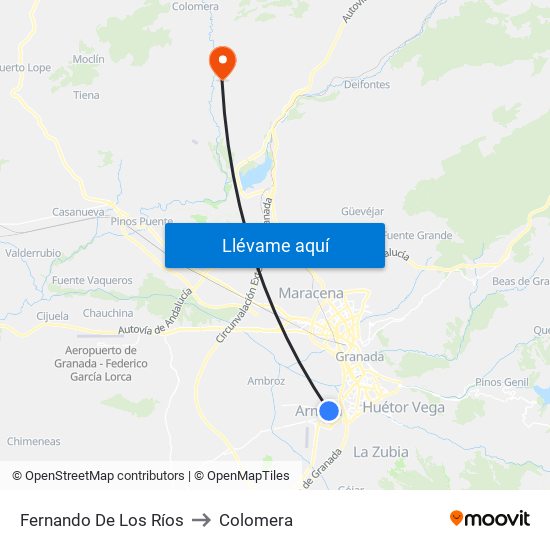 Fernando De Los Ríos to Colomera map