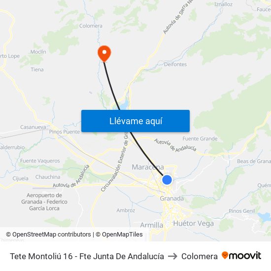 Tete Montoliú 16 - Fte Junta De Andalucía to Colomera map