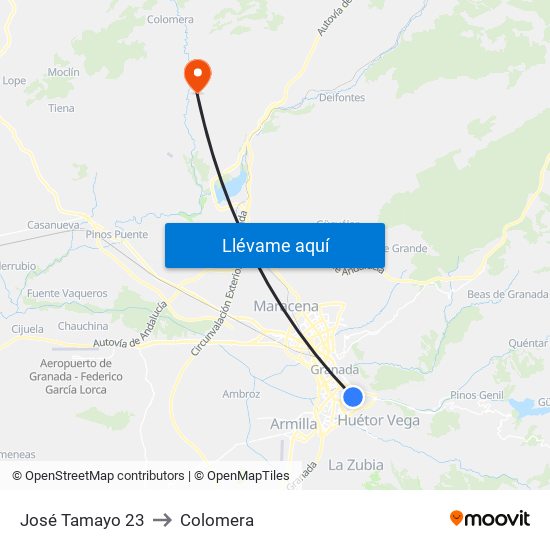 José Tamayo 23 to Colomera map