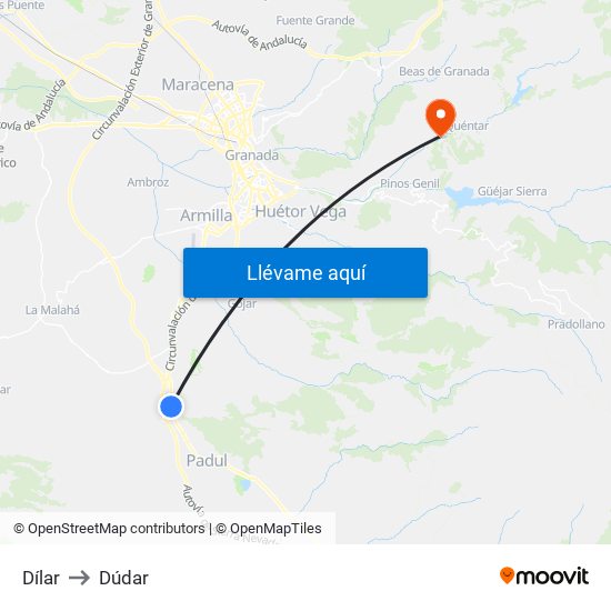 Dílar to Dúdar map