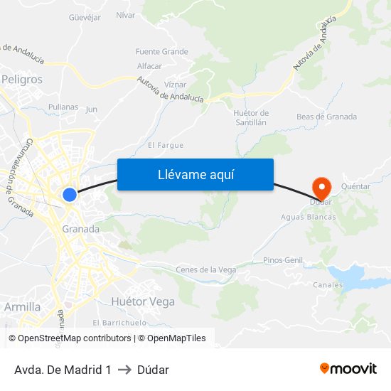 Avda. De Madrid 1 to Dúdar map