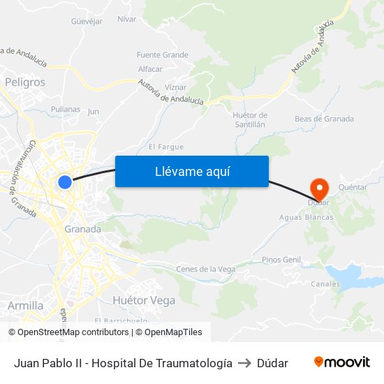 Juan Pablo II - Hospital De Traumatología to Dúdar map