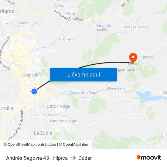 Andrés Segovia 43 - Hípica to Dúdar map