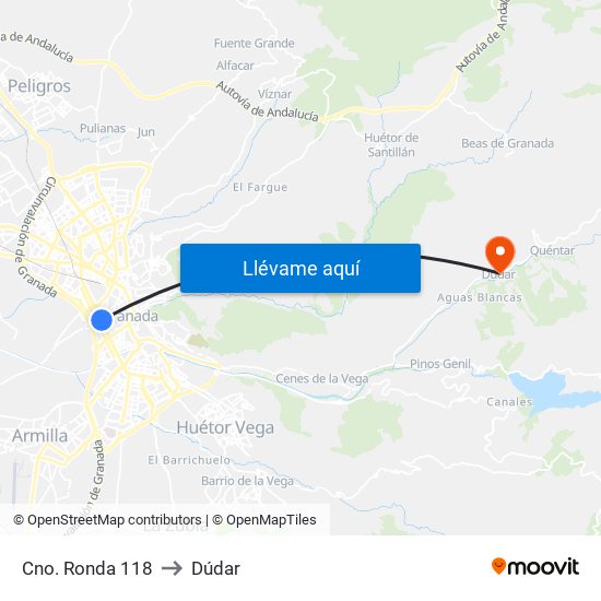 Cno. Ronda 118 to Dúdar map