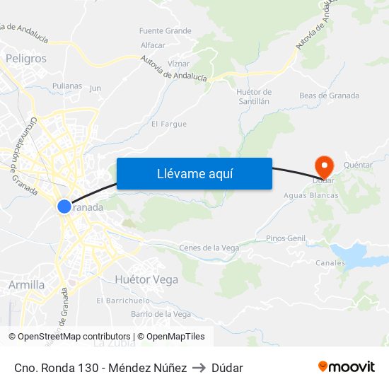 Cno. Ronda 130 - Méndez Núñez to Dúdar map