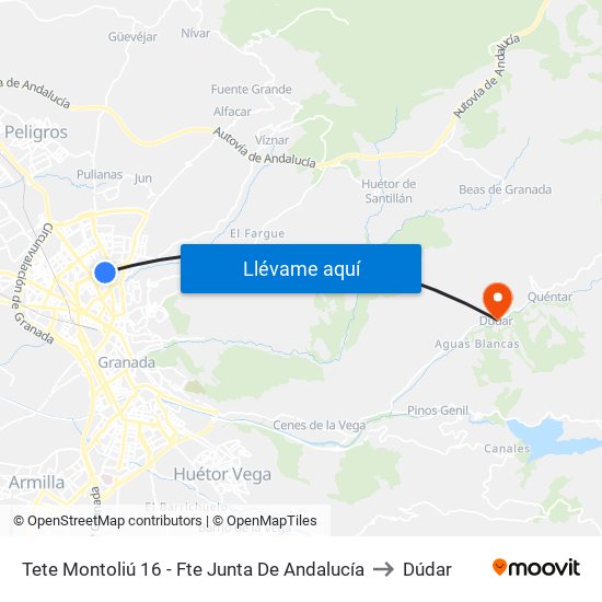 Tete Montoliú 16 - Fte Junta De Andalucía to Dúdar map