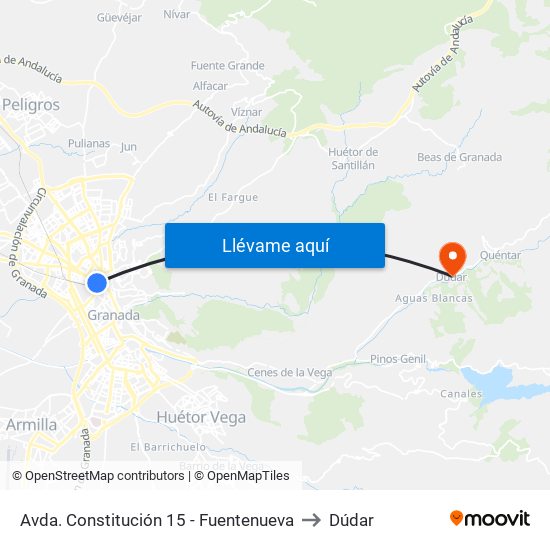 Avda. Constitución 15 - Fuentenueva to Dúdar map