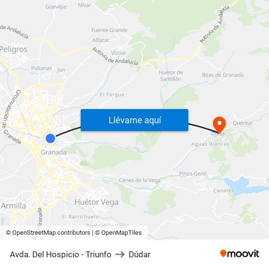 Avda. Del Hospicio - Triunfo to Dúdar map