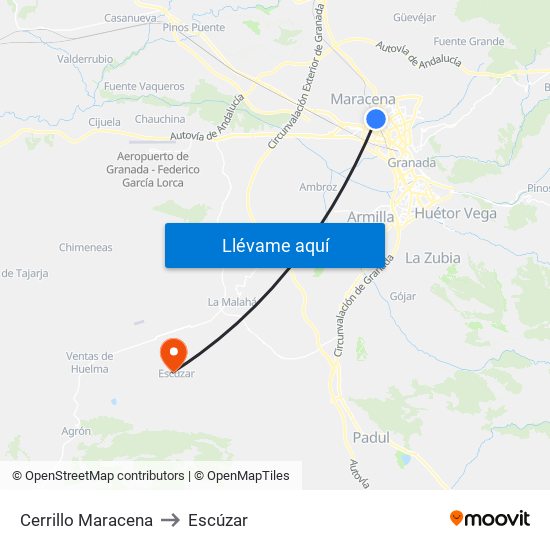 Cerrillo Maracena to Escúzar map