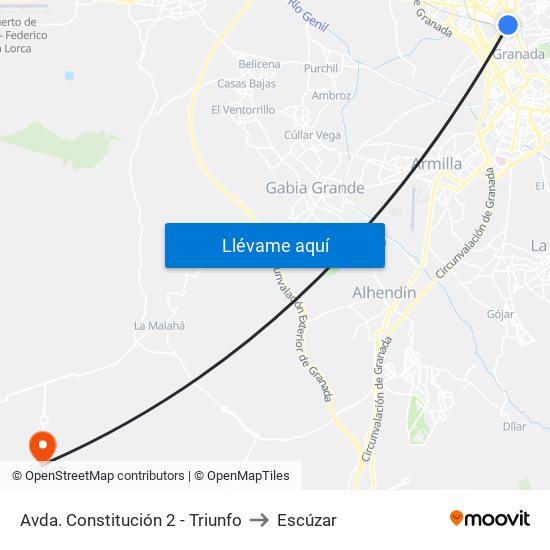 Avda. Constitución 2 - Triunfo to Escúzar map