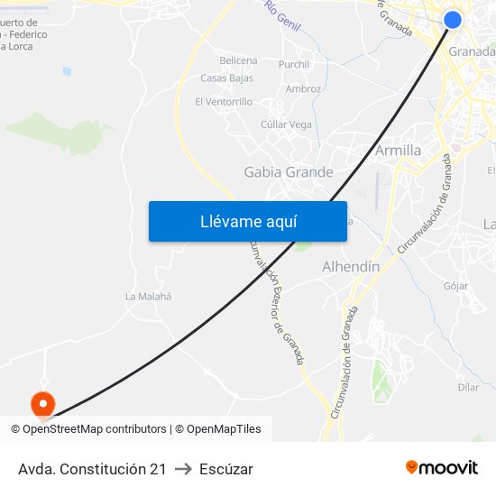 Avda. Constitución 21 to Escúzar map