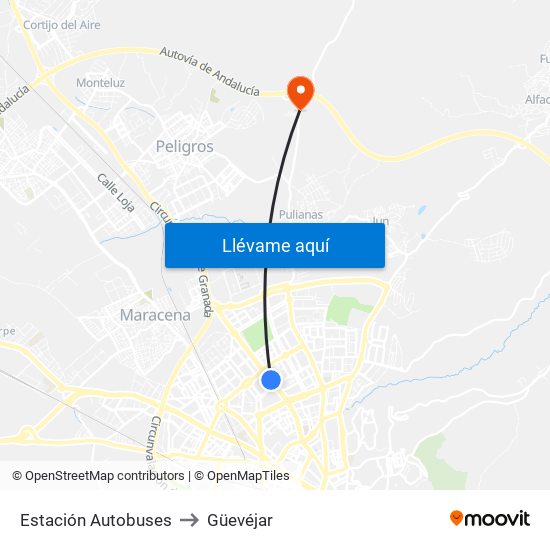 Estación Autobuses to Güevéjar map