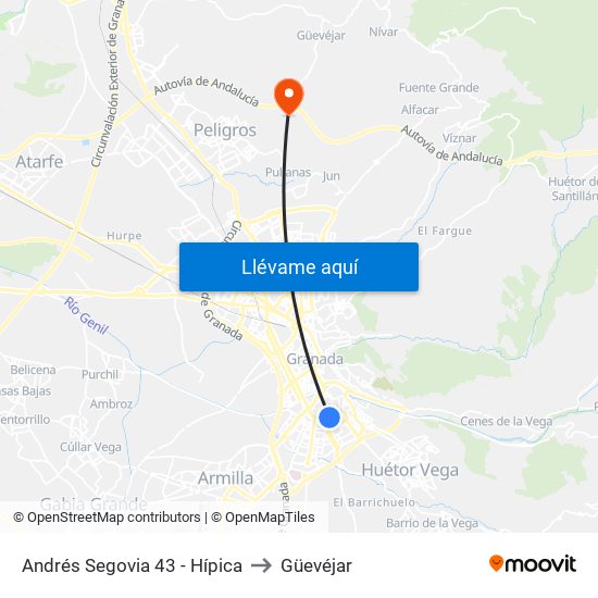 Andrés Segovia 43 - Hípica to Güevéjar map