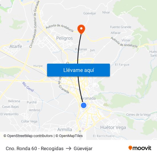 Cno. Ronda 60 - Recogidas to Güevéjar map