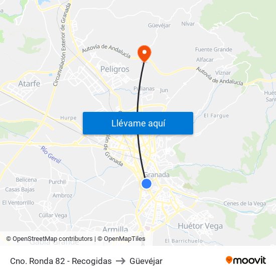 Cno. Ronda 82 - Recogidas to Güevéjar map