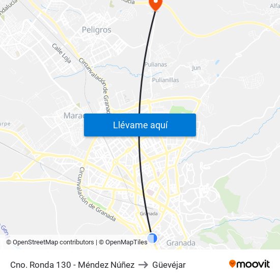 Cno. Ronda 130 - Méndez Núñez to Güevéjar map