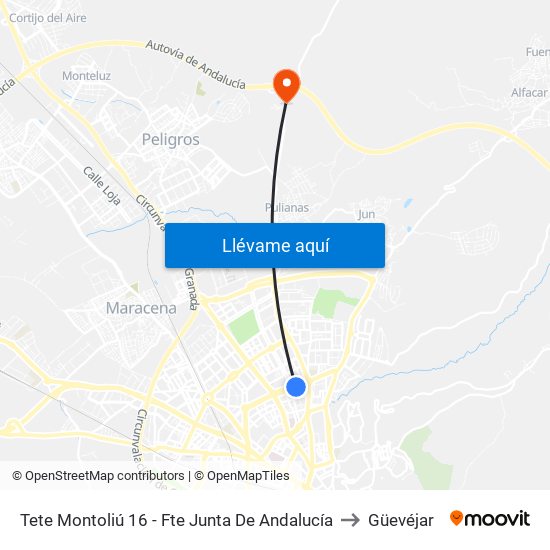 Tete Montoliú 16 - Fte Junta De Andalucía to Güevéjar map