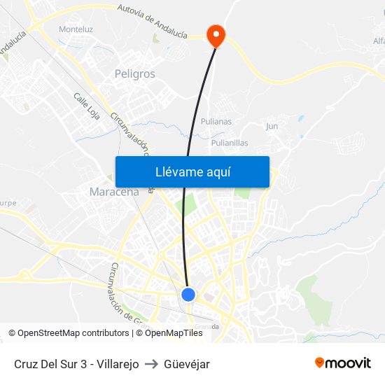 Cruz Del Sur 3 - Villarejo to Güevéjar map