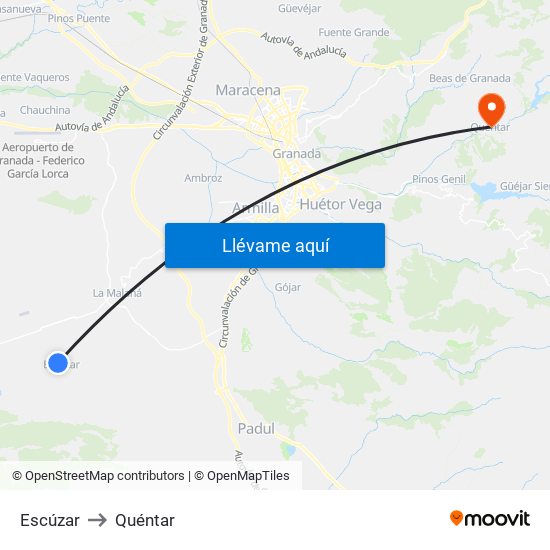 Escúzar to Quéntar map