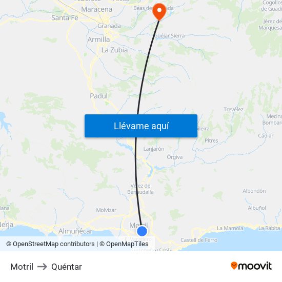 Motril to Quéntar map