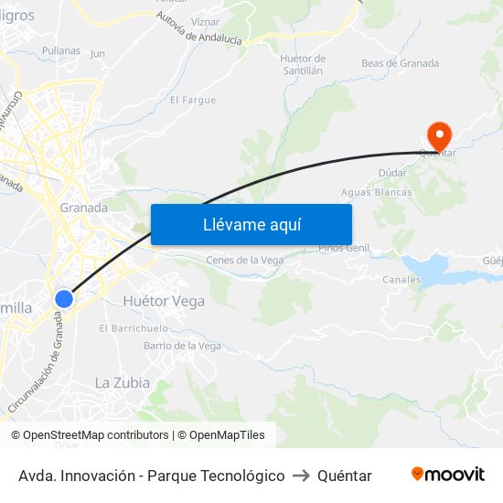 Avda. Innovación - Parque Tecnológico to Quéntar map