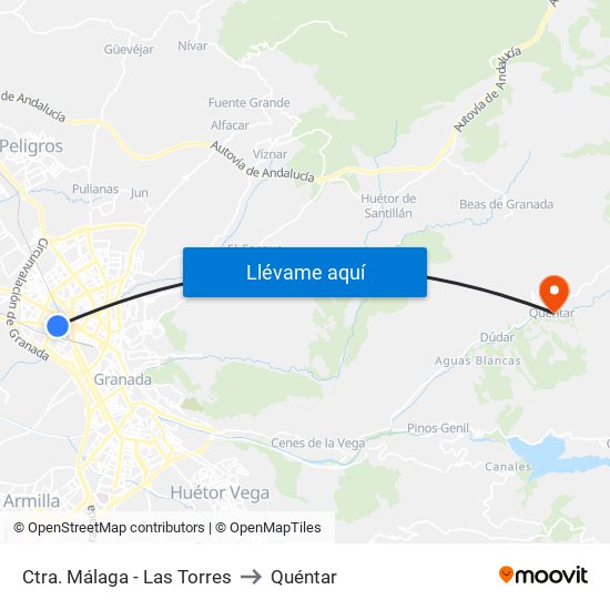 Ctra. Málaga - Las Torres to Quéntar map