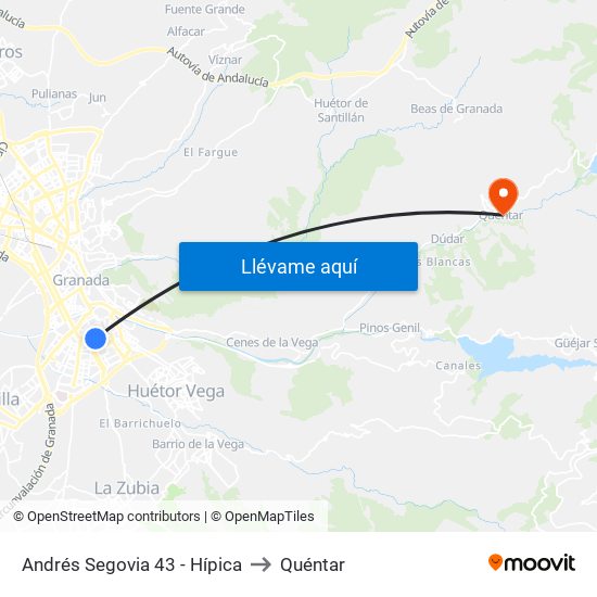 Andrés Segovia 43 - Hípica to Quéntar map