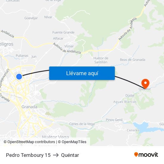 Pedro Temboury 15 to Quéntar map
