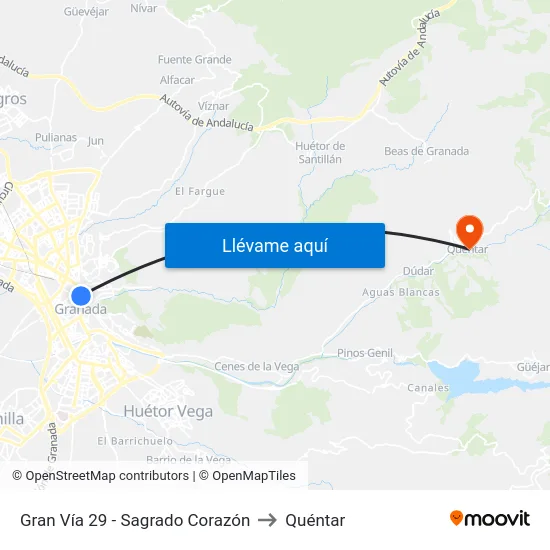 Gran Vía 29 - Sagrado Corazón to Quéntar map