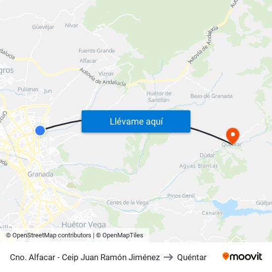 Cno. Alfacar - Ceip Juan Ramón Jiménez to Quéntar map