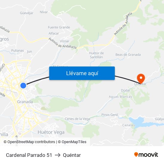 Cardenal Parrado 51 to Quéntar map