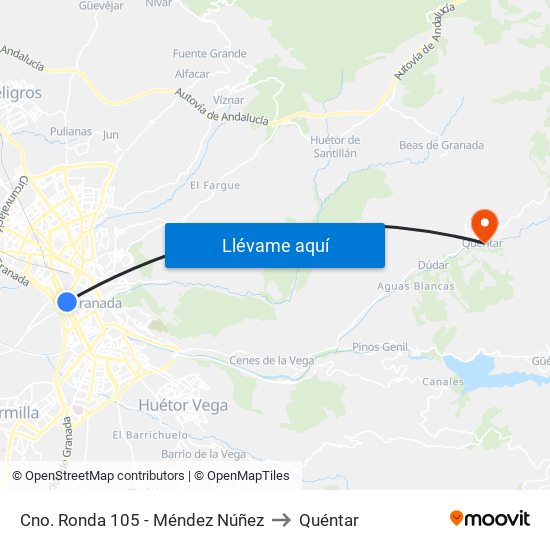 Cno. Ronda 105 - Méndez Núñez to Quéntar map