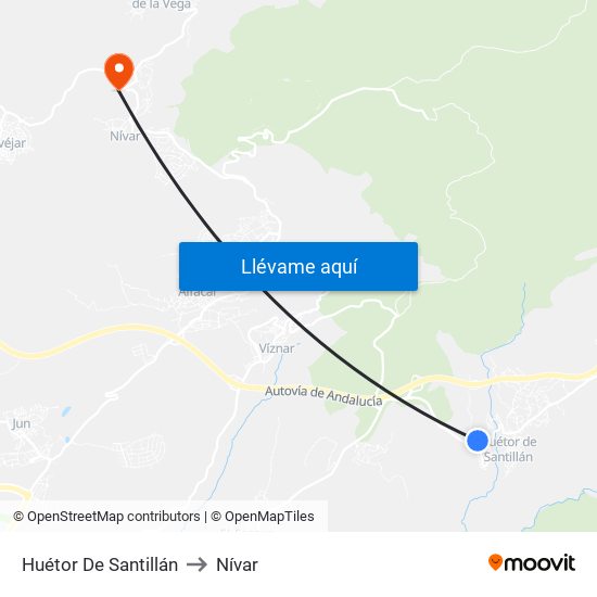 Huétor De Santillán to Nívar map