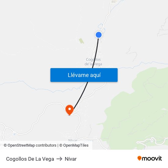 Cogollos De La Vega to Nívar map
