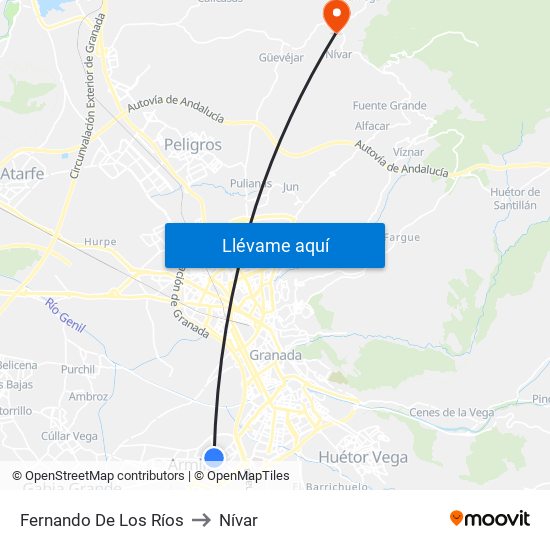 Fernando De Los Ríos to Nívar map