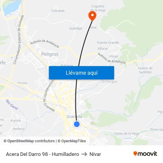 Acera Del Darro 98 - Humilladero to Nívar map