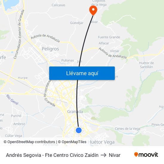 Andrés Segovia - Fte Centro Cívico Zaidín to Nívar map