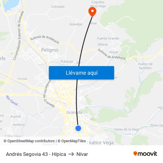 Andrés Segovia 43 - Hípica to Nívar map