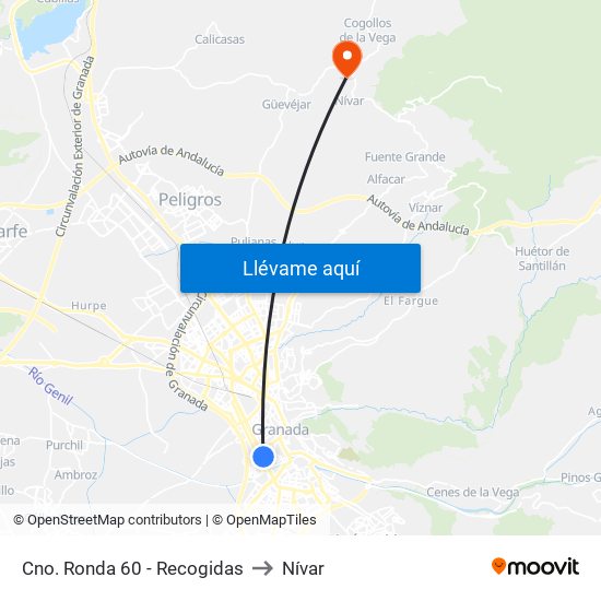 Cno. Ronda 60 - Recogidas to Nívar map