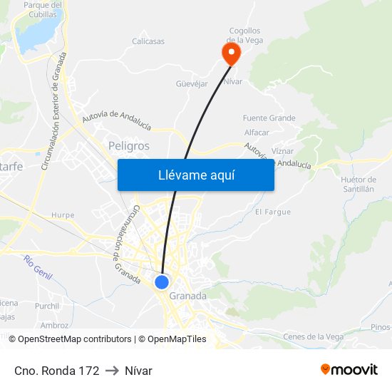 Cno. Ronda 172 to Nívar map