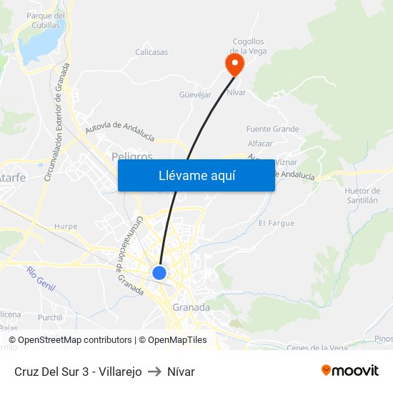 Cruz Del Sur 3 - Villarejo to Nívar map