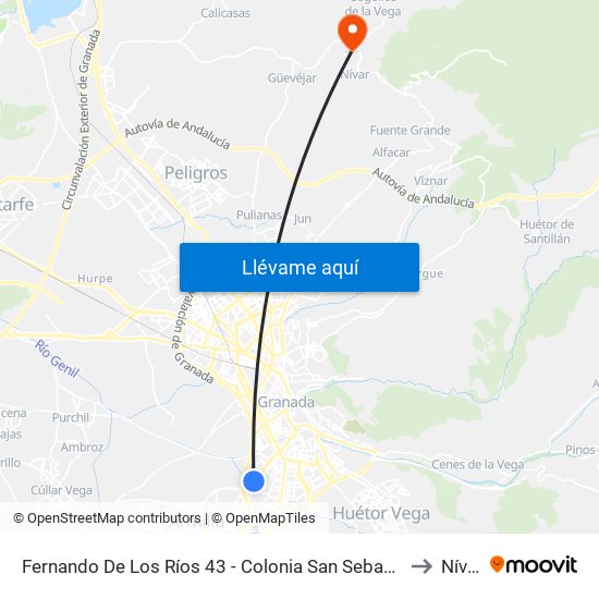 Fernando De Los Ríos 43 - Colonia San Sebastián to Nívar map