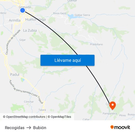 Recogidas to Bubión map