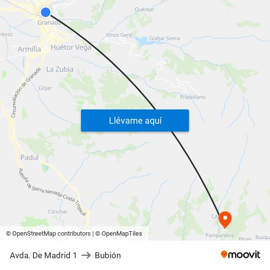 Avda. De Madrid 1 to Bubión map