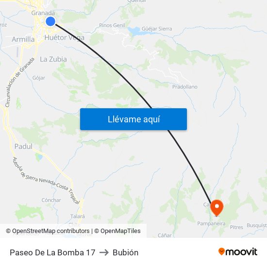 Paseo De La Bomba 17 to Bubión map