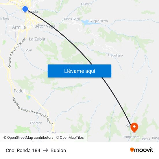 Cno. Ronda 184 to Bubión map